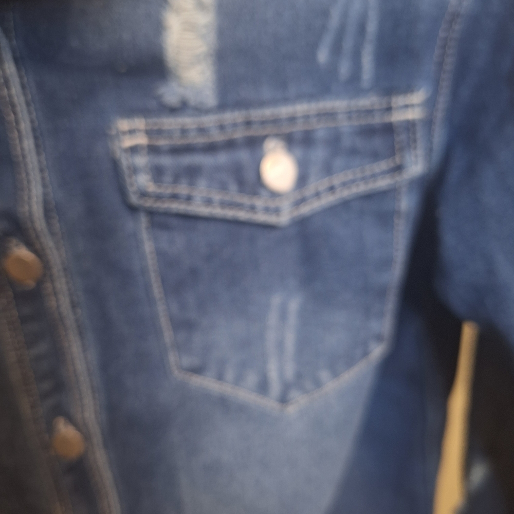 Dokotoo Blue Distressed Denim Women's Jacket/shirt. Size M.  New W Tags - Picture 5 of 7